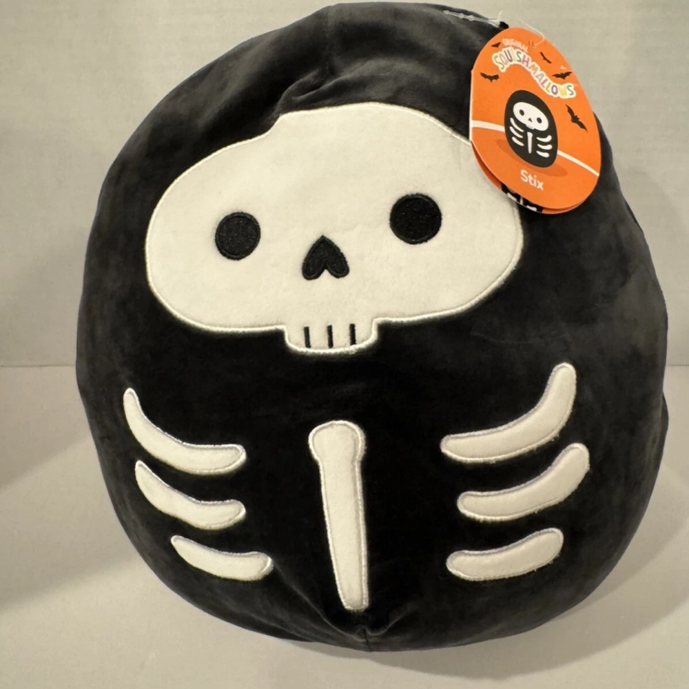 Squishmallows Black and White Skeleton Stuffed Animal